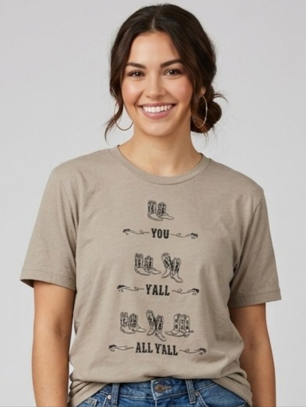 Taupe Graphic Short Sleeve Tee - You Y'all All Y'all